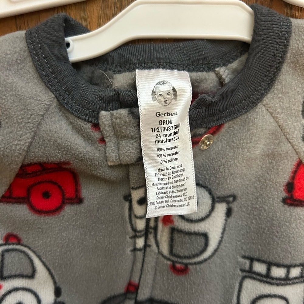 Gerber Baby & Toddler Boys' Fire Truck Microfleece Sleepers 24 Months Bundle - Picture 4 of 9
